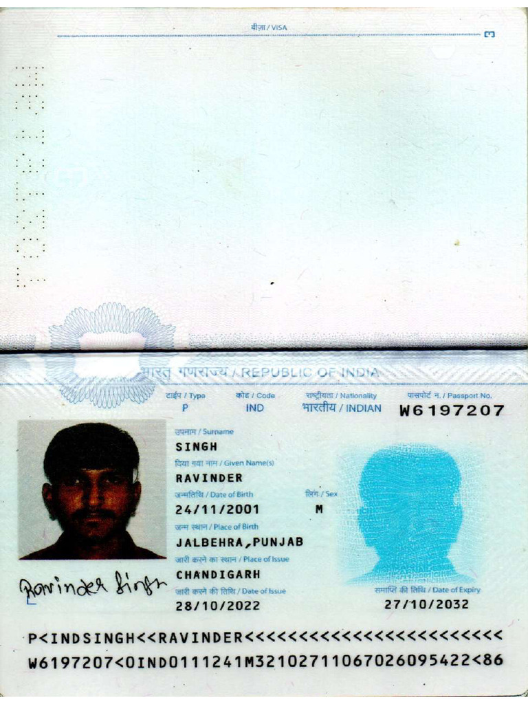 Ravinder Singh Passport | PDF