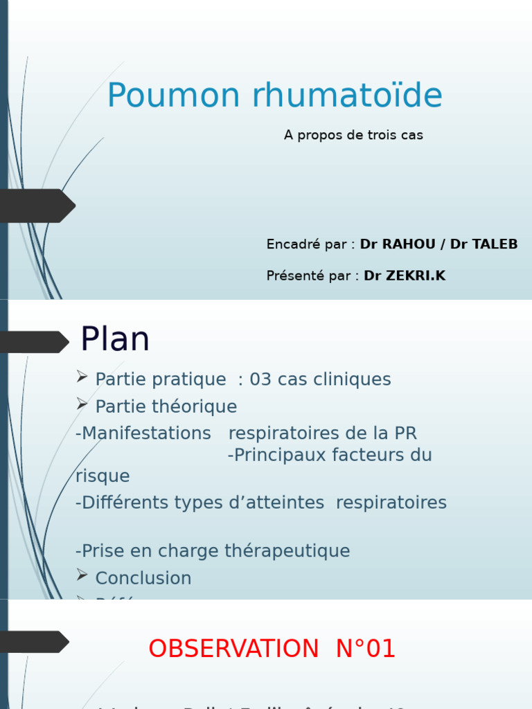 Pneumopathies interstitielles et PR : 3 cas | PDF | Poumon ...