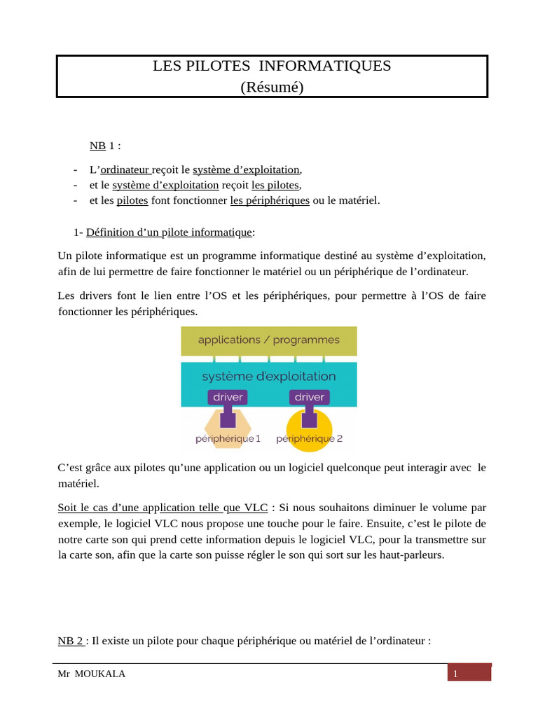 Définition et rôle des pilotes informatiques | PDF | Pilote ...