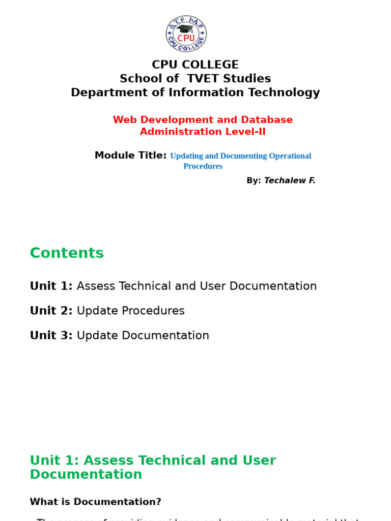 Updating Operational Procedures Guide | PDF | Documentation | Information