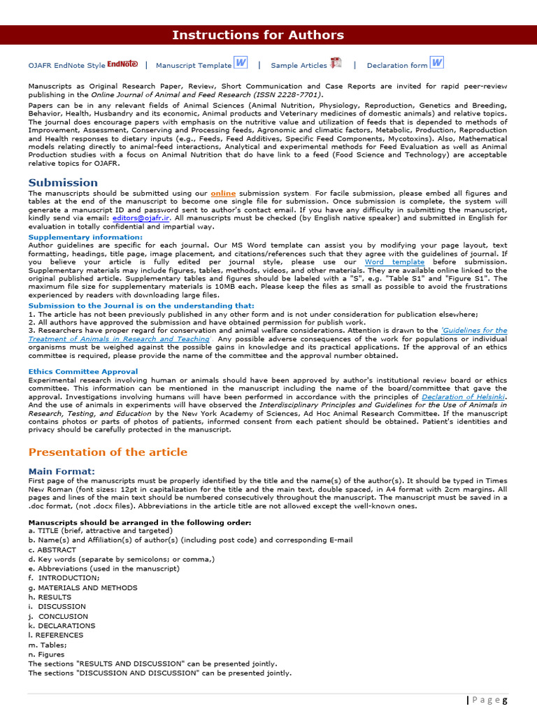 Manuscript Submission Guidelines for OJAFR | PDF | Abstract (Summary)