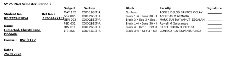BSc IT Course Schedule 2025-2026 | PDF