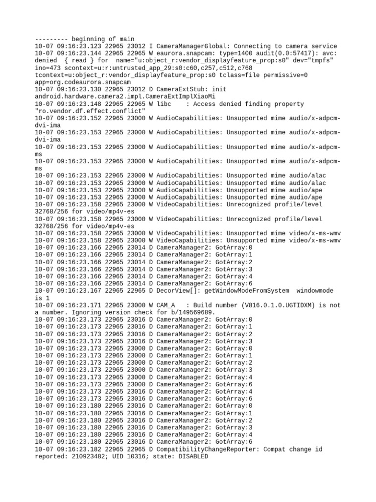 Camera Service Connection Logs | PDF | Codec | Software
