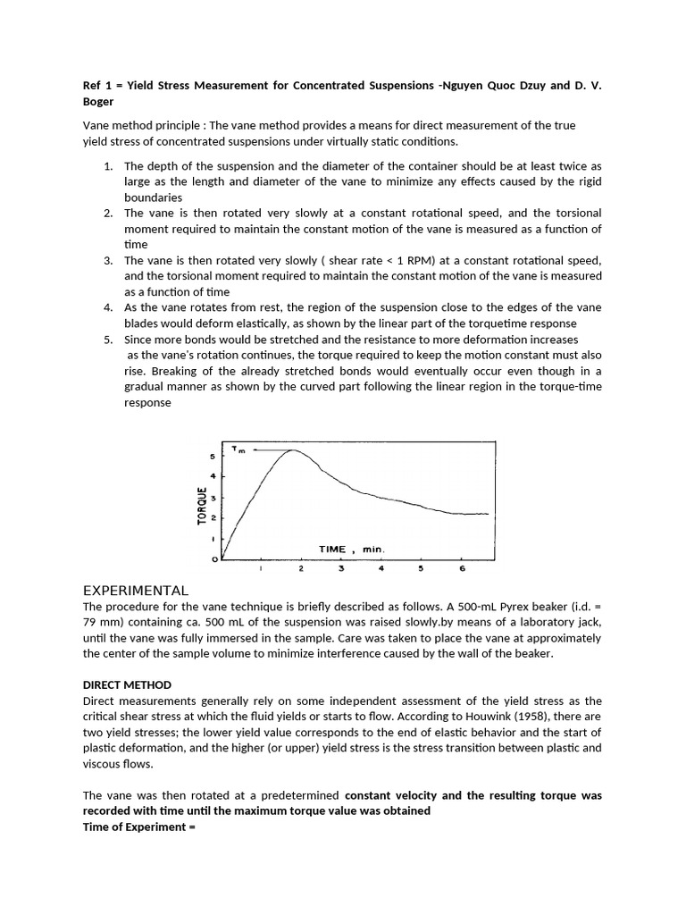 Yield Stress Measurement in Suspensions | PDF | Materials Science ...
