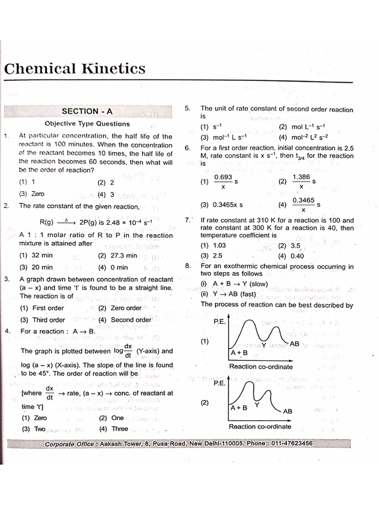 Chemical Kinetics Sheet | PDF