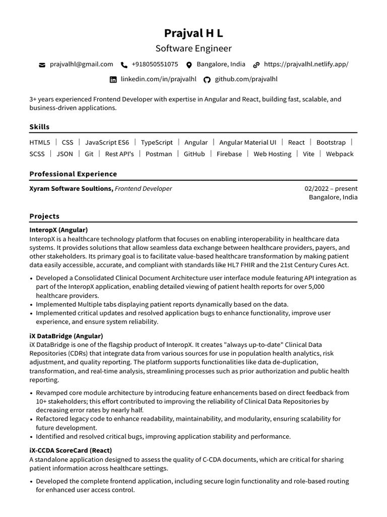 Frontend Developer with Angular & React Expertise | PDF | Computing ...