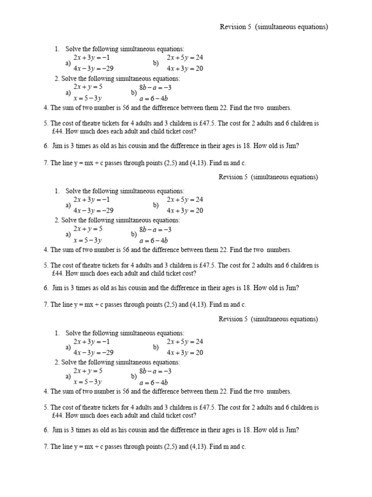 Simultaneous Equations and Problem Solving | PDF | Chess Theory | Chess