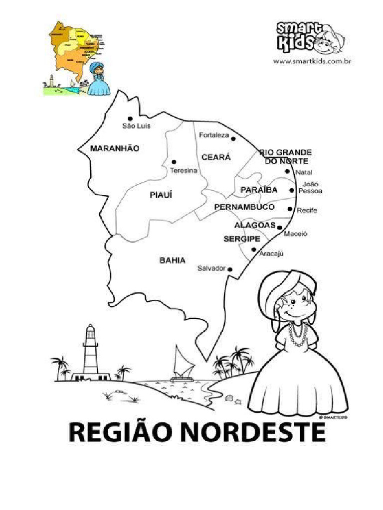 Mapa para Colorir Região Nordeste | PDF