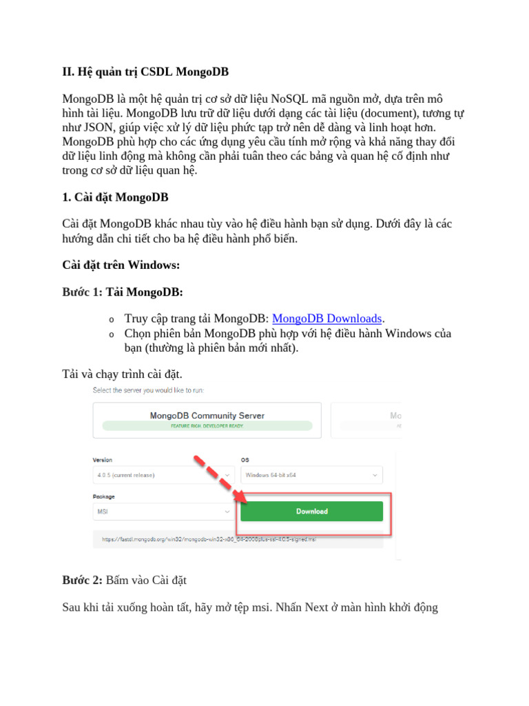 Ii. Hệ Quản Trị Csdl Mongodb | PDF