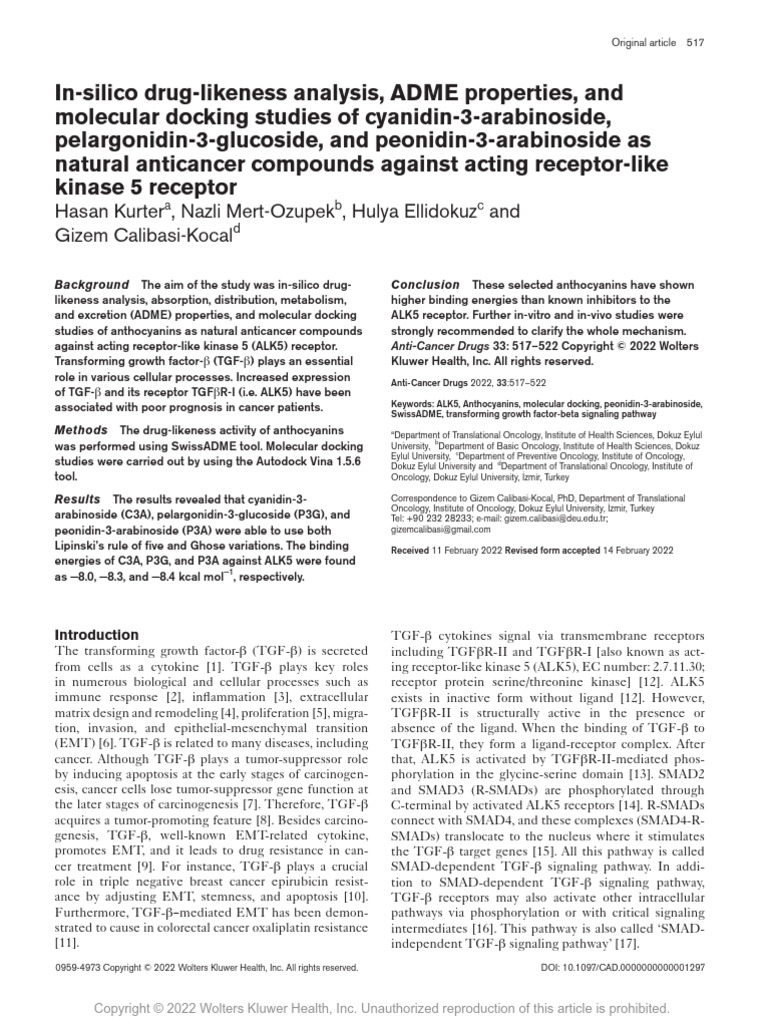In Silico Drug Likeness Analysis, Adme Properties,.1 | PDF ...