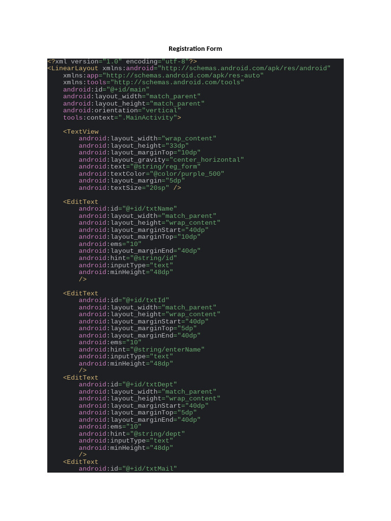 User Registration Form Layout | PDF