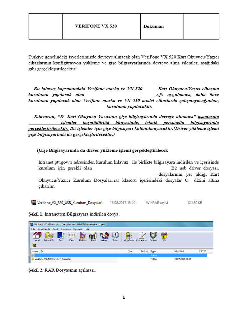 Verifone VX 520 USB Kurulum Kılavuzu V1 | PDF