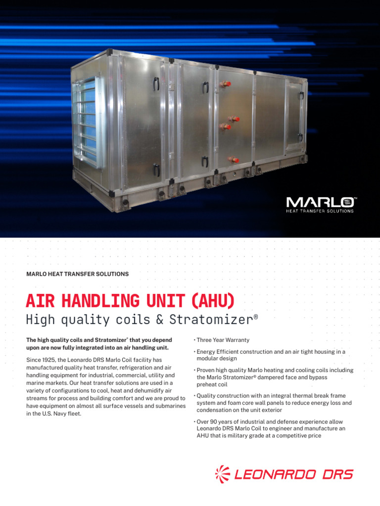 Marlo Air Handling Unit Features | PDF | Mechanical Engineering | Heat ...