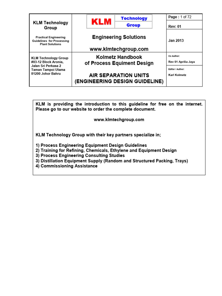 Air Separation Units Design Guidelines | PDF | Gases | Energy Technology