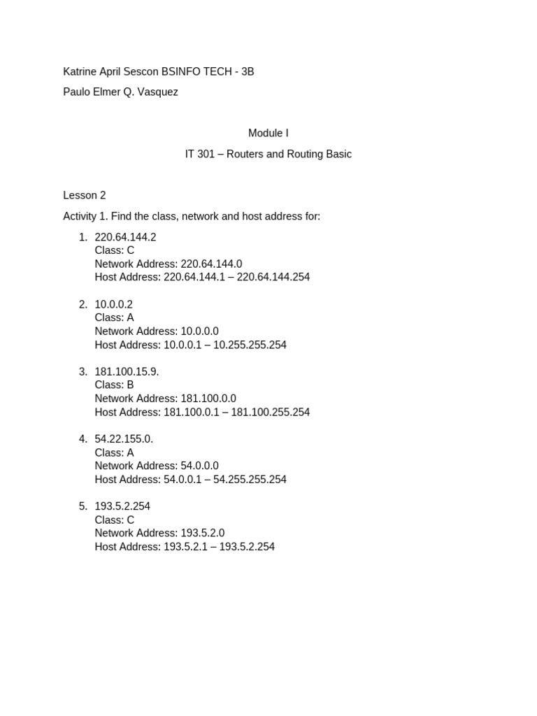 Networking M1 Lesson2 | PDF