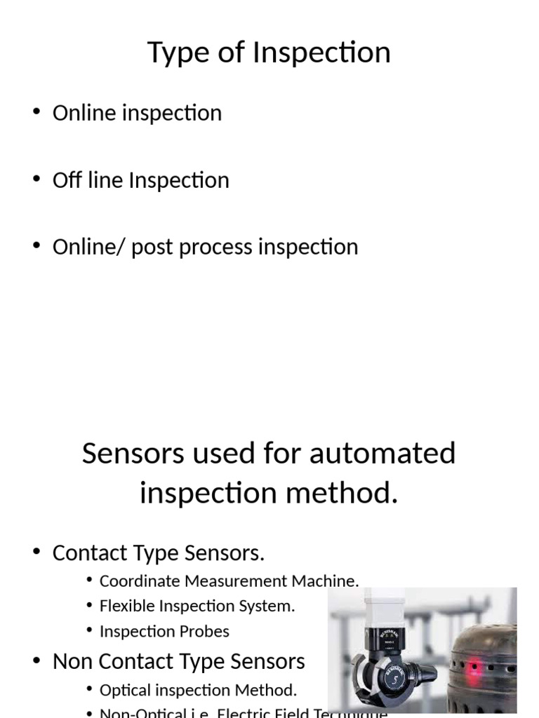 Types of Inspection and Sensors Used | PDF