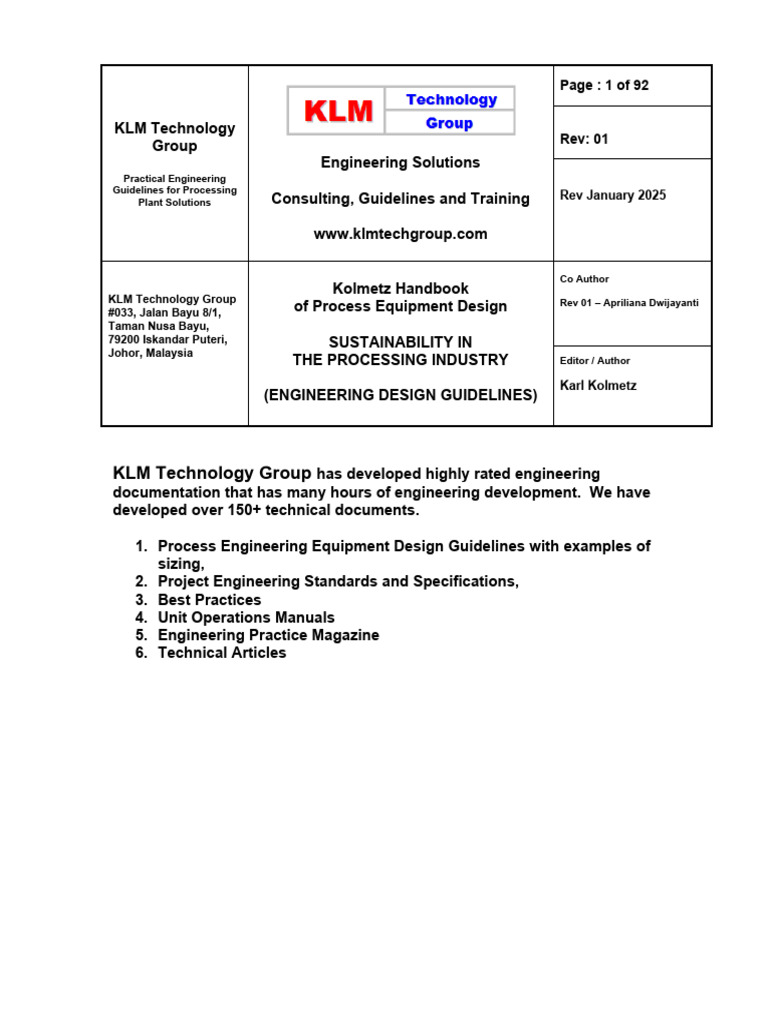 Engineering Guidelines for Process Plants | PDF | Heat | Sustainability