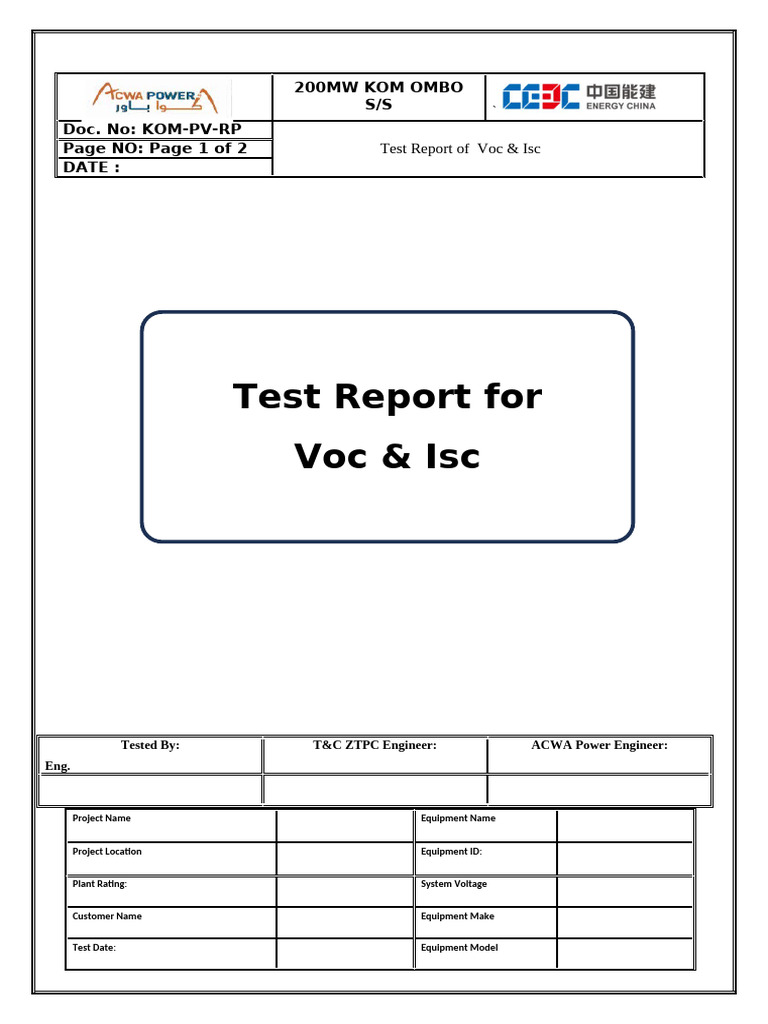 200MW Kom Ombo PV Test Report | PDF