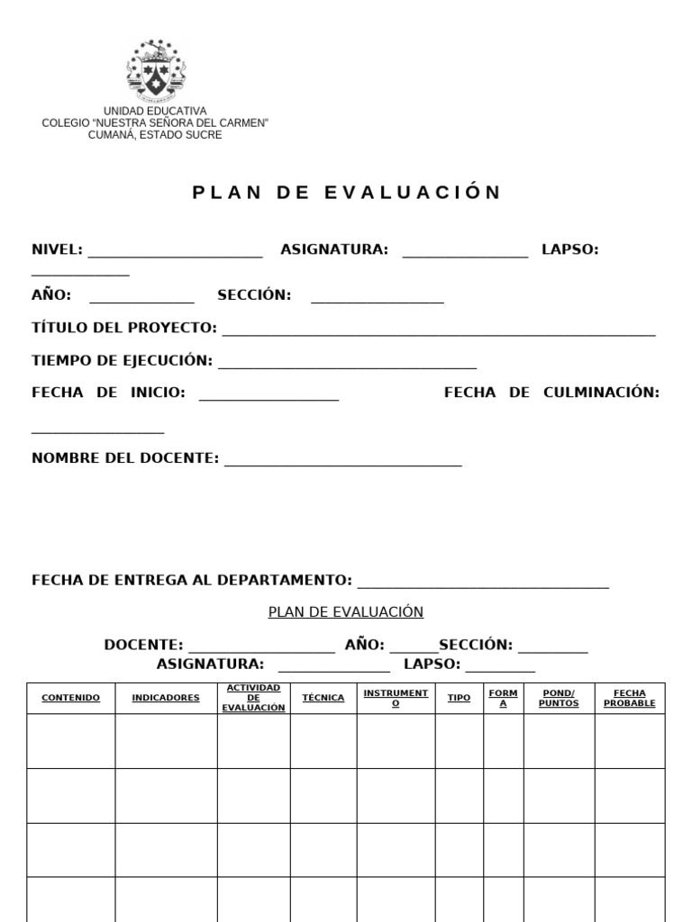 Plan de Evaluación Escolar 2023 | PDF