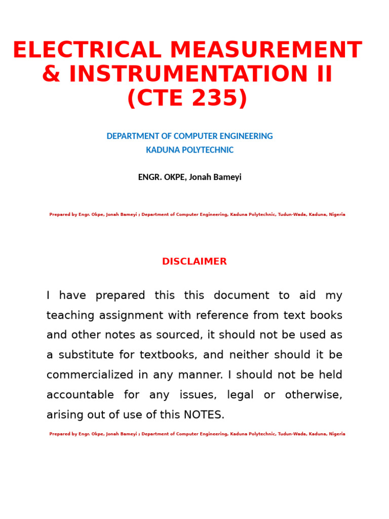 Electrical Measurement & Instrumentation II | PDF | Inductor | Capacitor