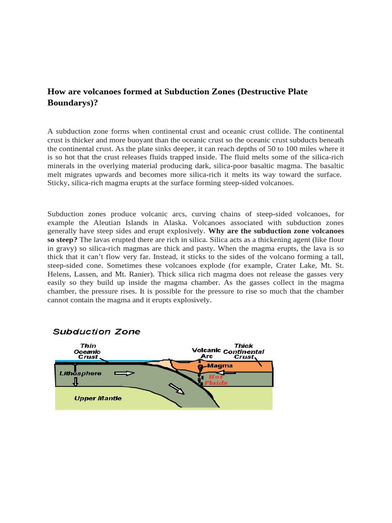 Volcano Formation at Subduction Zones | PDF | Volcano | Lava