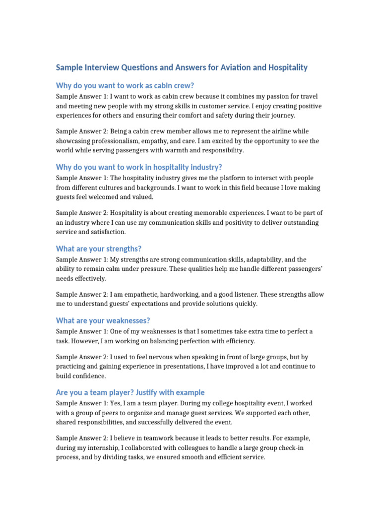 Memorable Interview Answers for Aviation | PDF | Time Management ...