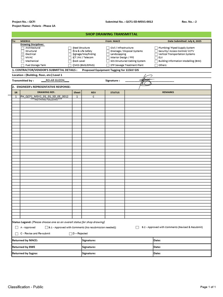 Equipment Tagging for 115kV GIS | PDF | Technical Drawing ...