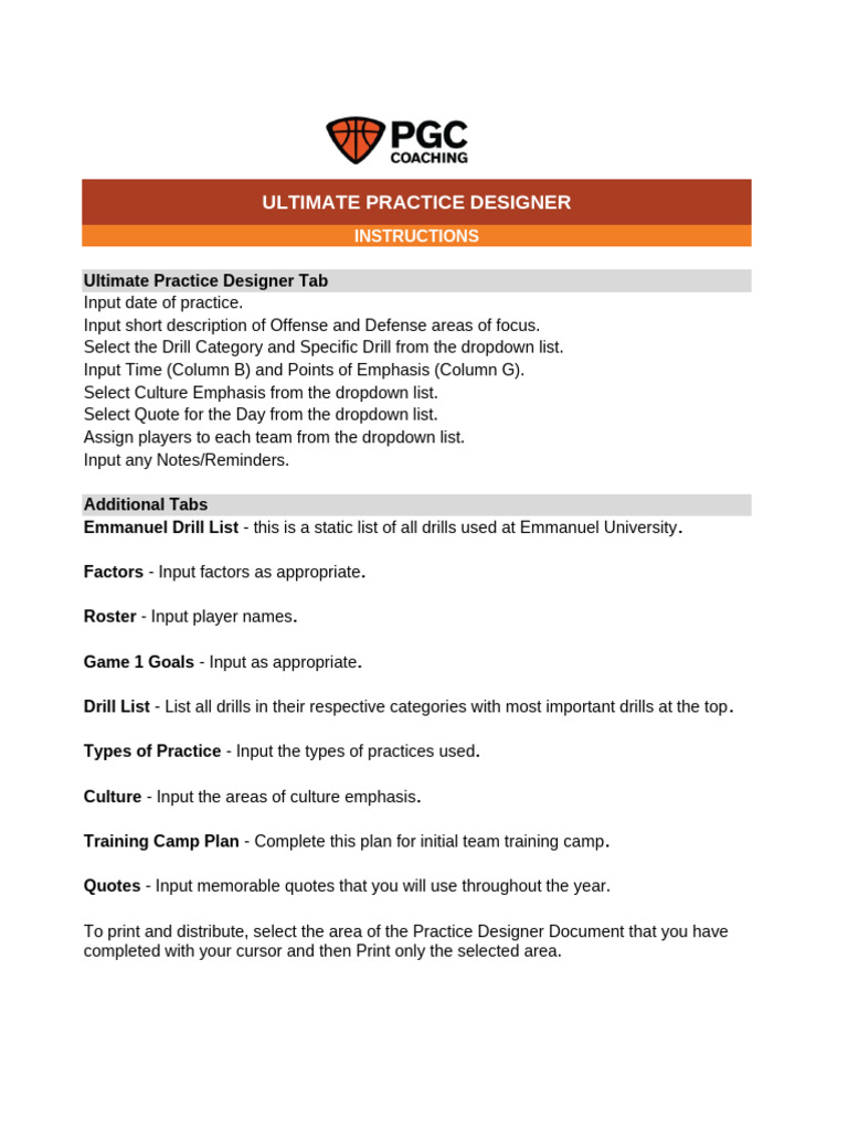 Ultimate Practice Designer Guide | PDF | Team Sports | Ball Games