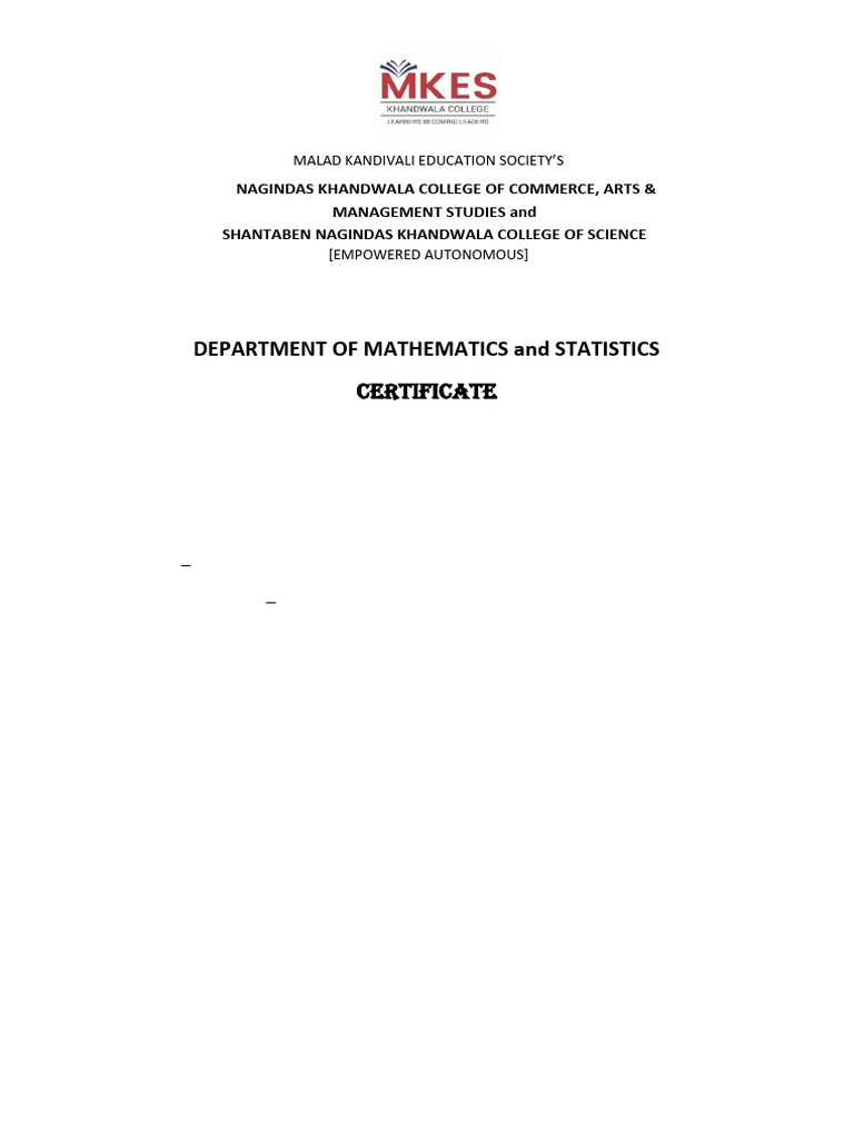 Certificate for Mathematical Techniques Completion | PDF