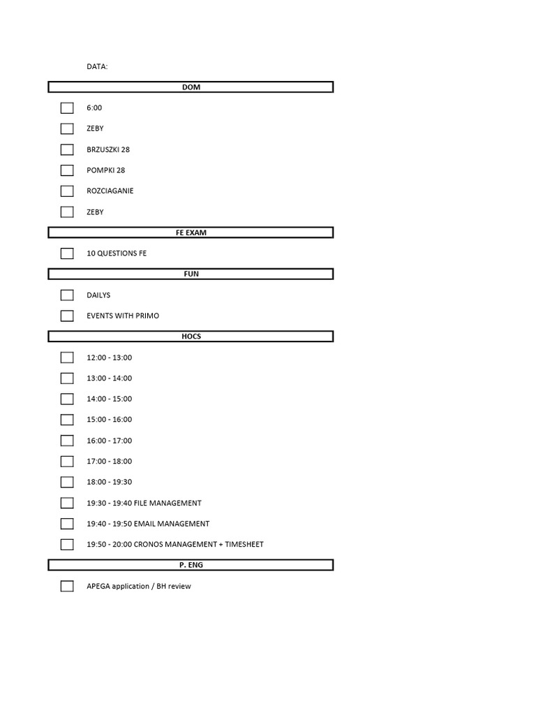 Daily Schedule and Management Tasks | PDF