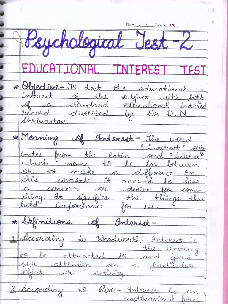 Education Intrest Test | PDF