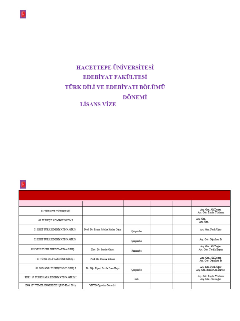 2024 - 2025 Güz Dönemi Vize Programı | PDF