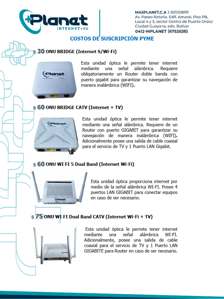 Costos y Planes de Internet PYME | PDF | Wifi | Internet