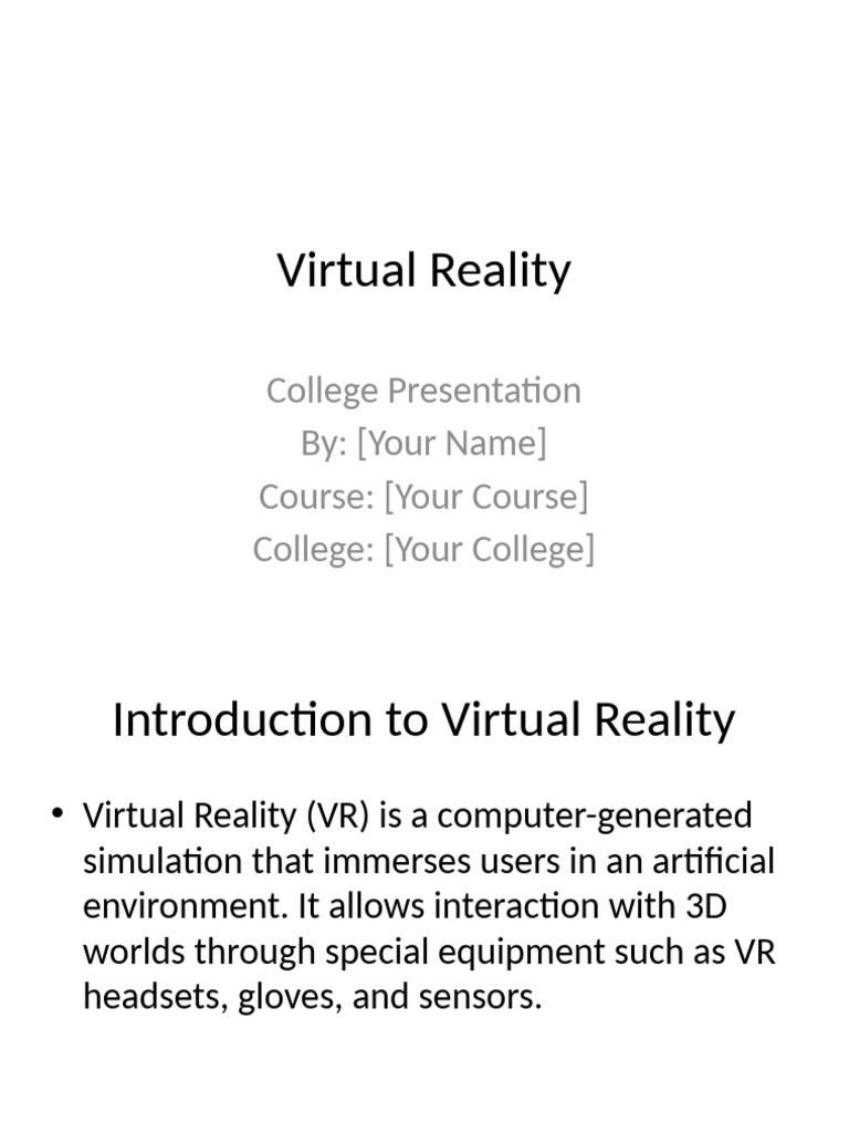 Virtual Reality Presentation | PDF