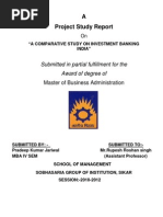 “A COMPARATIVE STUDY ON INVESTMENT BANKING INDIA by Pradeep Jariwal for more topics call 8233116967