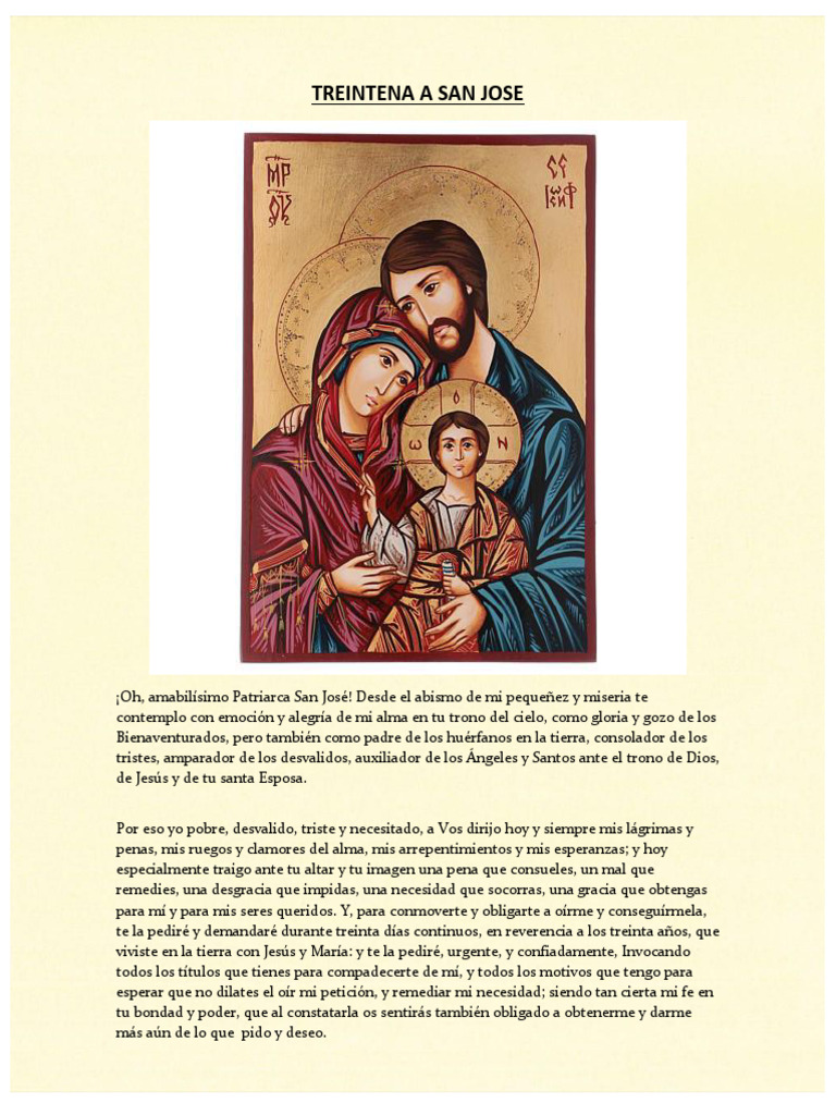 Treintena a San José: Oraciones y Peticiones | PDF | María, madre de ...