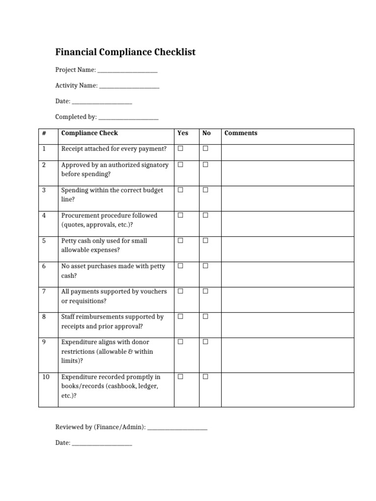 Financial Compliance Checklist | PDF