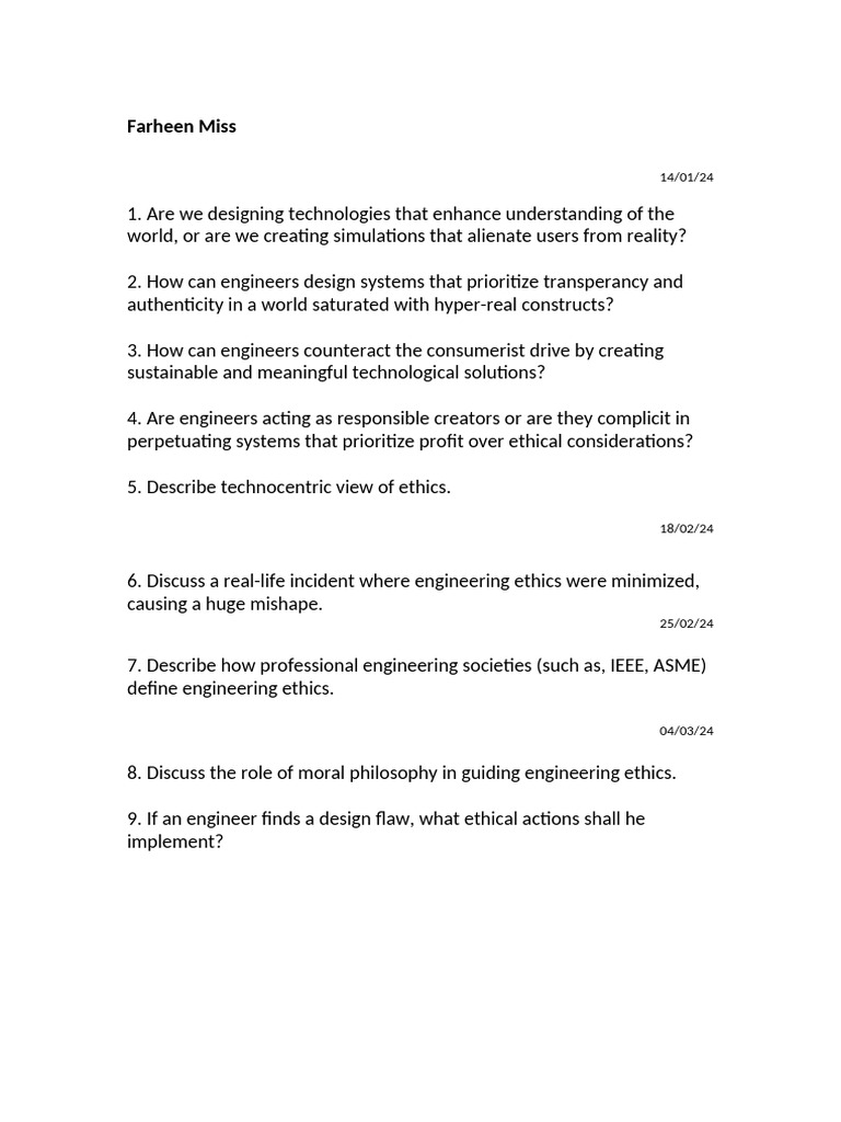 Farheen Miss Questions | PDF