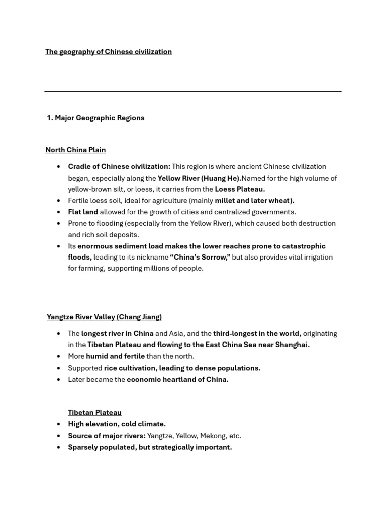 Geography's Role in Chinese Civilization | PDF | China | World Politics