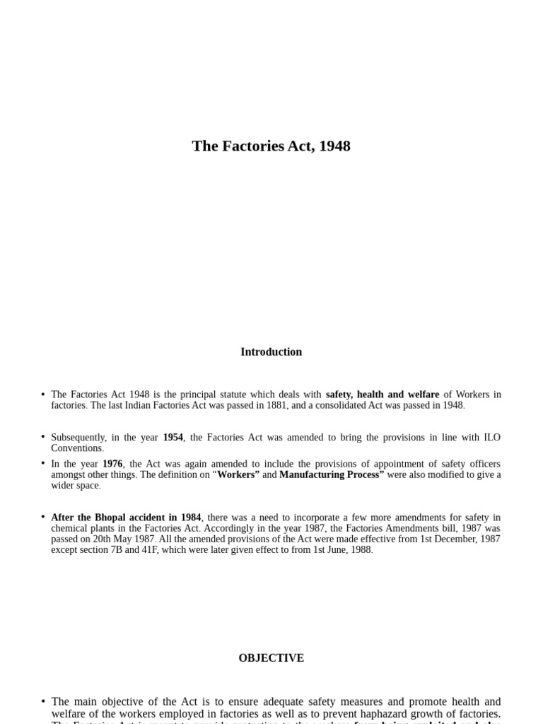 Overview of the Factories Act 1948 | PDF | Ventilation (Architecture)