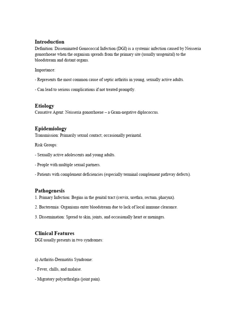 Disseminated Gonococcal Infection | PDF