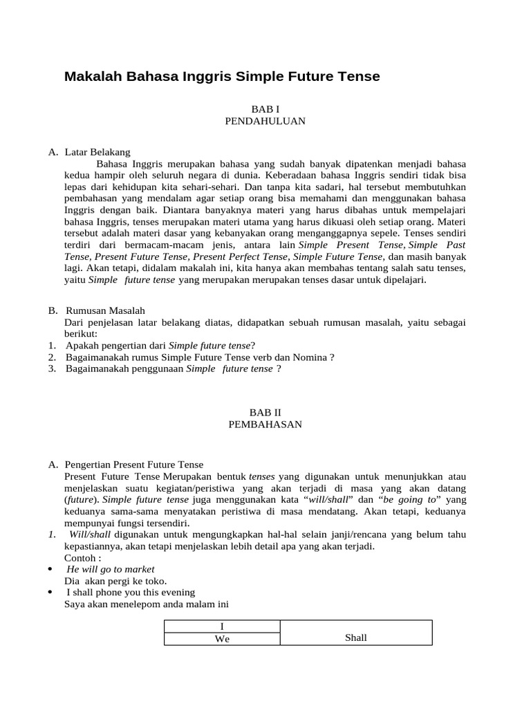 Panduan Simple Future Tense dalam Bahasa Inggris | PDF