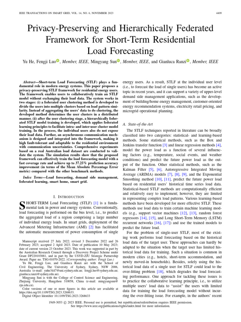 Privacy-Preserving Framework for STLF | PDF | Cluster Analysis ...