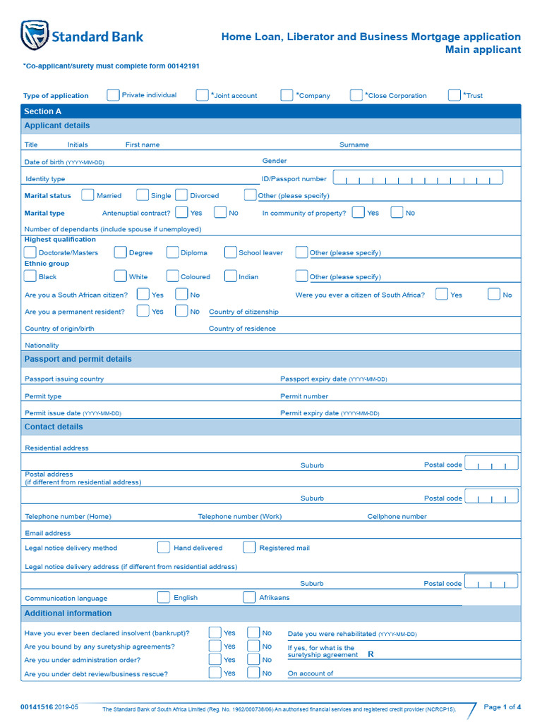 Home Loan Application Form Details | PDF | Loans | Mortgages
