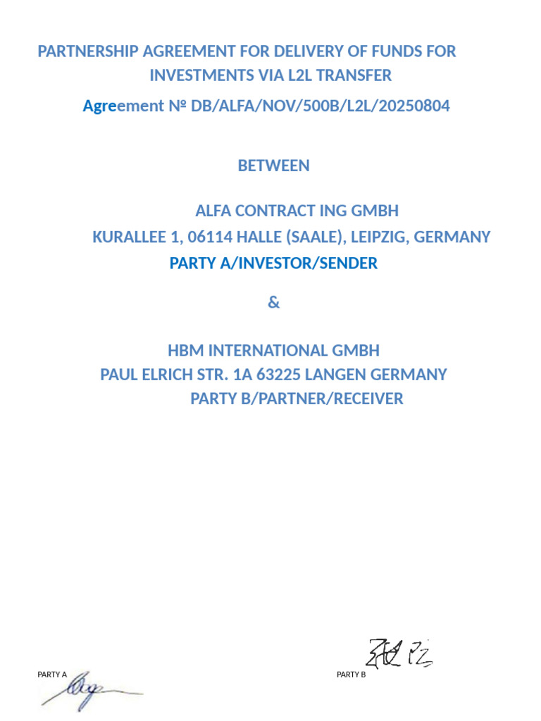Alfa Contracting GmbH Partnership Agreement | PDF