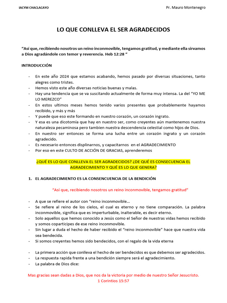 Lo Que Conlleva El Ser Agradecidos | PDF | Cristo (título) | Dios
