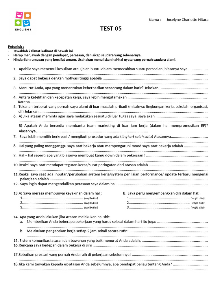 Test Essay Staff | PDF