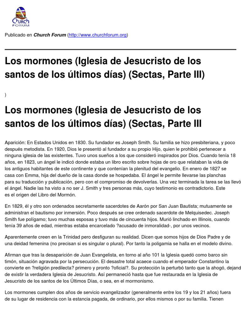 Creencias de los Mormones en 2023 | PDF | Masonería | La Iglesia de ...