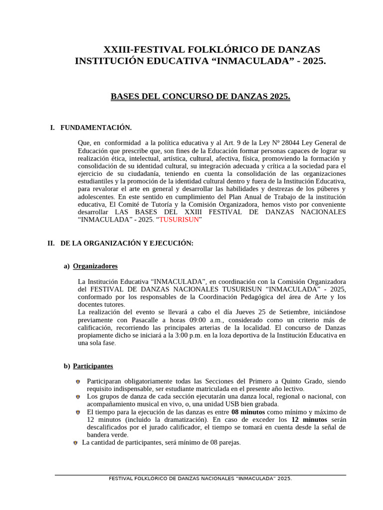 Concurso de Danzas Nacionales 2025 | PDF | Bailes | Ritmo
