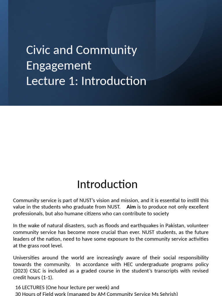 Week1 (11 Sep 2025) Civic and Community Engagement | PDF